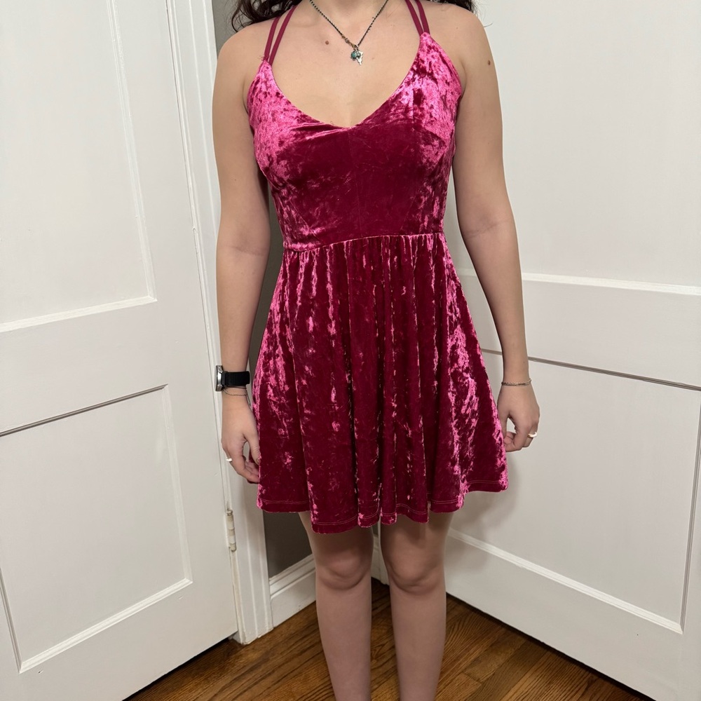 Forever 21 Fuchsia Pink Velvet Mini Dress